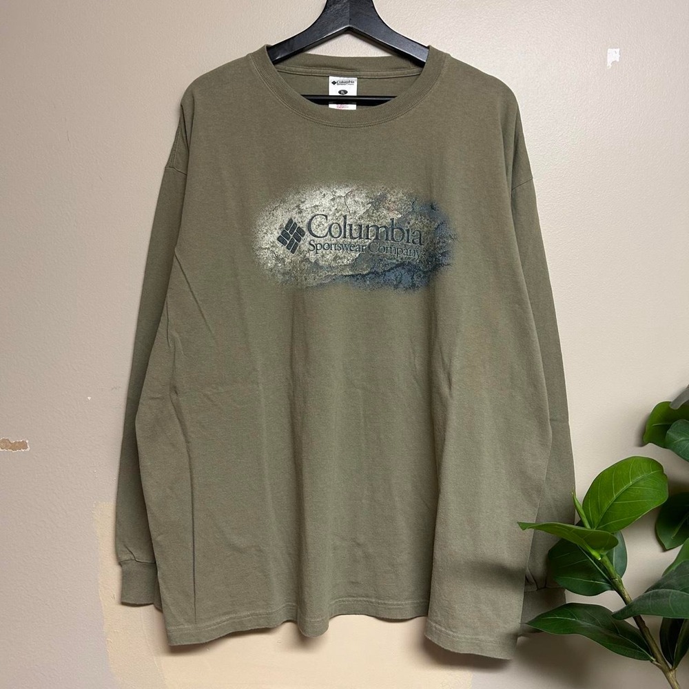 Vintage Columbia Sportswear Long Sleeve Shirt Mens XL Green Khaki Earthtone 00s